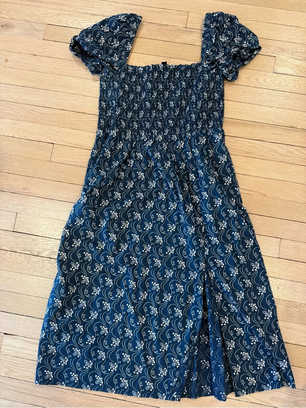 J. Crew Short-sleeve smocked dress in starry swirl